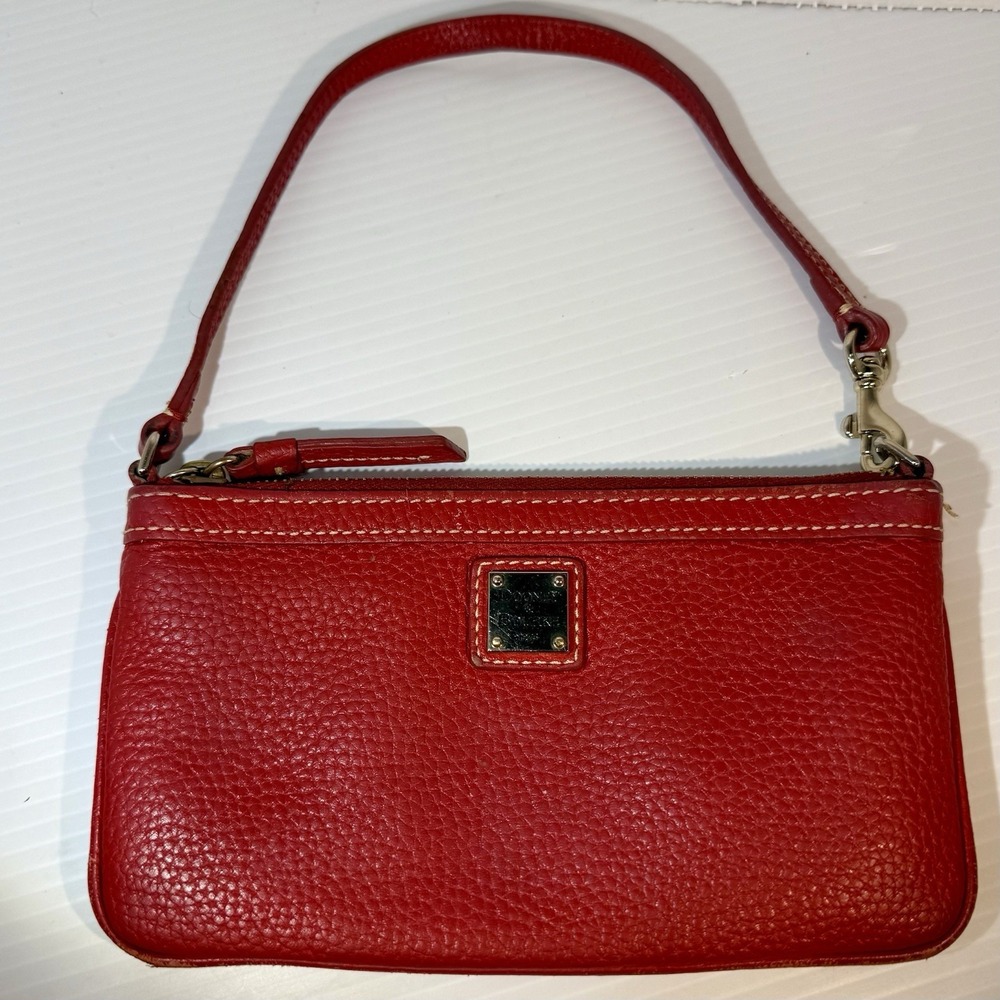 Dooney & Bourke Red Pebbled Grain Leather Wristlet Convertible Mini Shoulder Bag